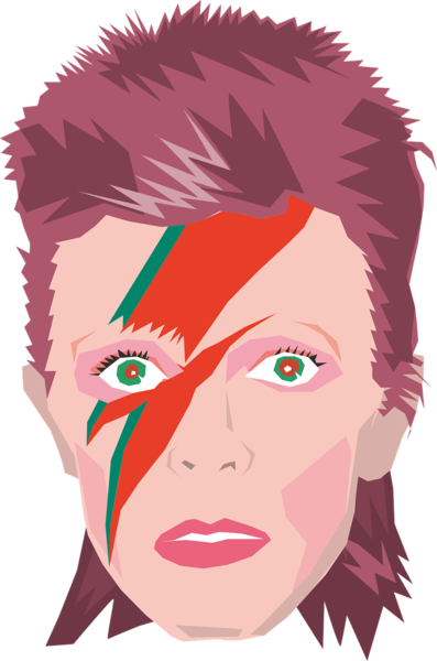 A multi colored painting of David bowie