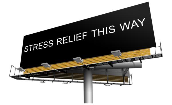 A photo of a stress relief help sign