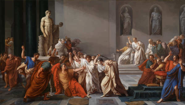 A painting describing the assassination of Julius Caesar